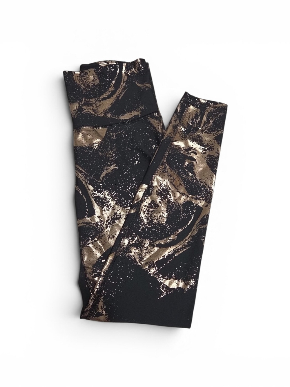 Ladies Rose Gold & Black Old Navy Active Leggings Size Medium